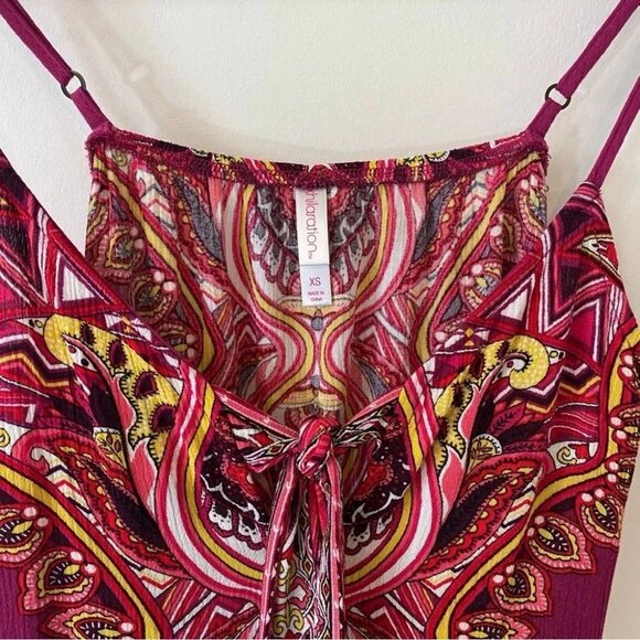 Xhilaration Boho Paisley Print Spaghetti Strap Loose 90s Tank Top Size XS - Picture 4 of 15